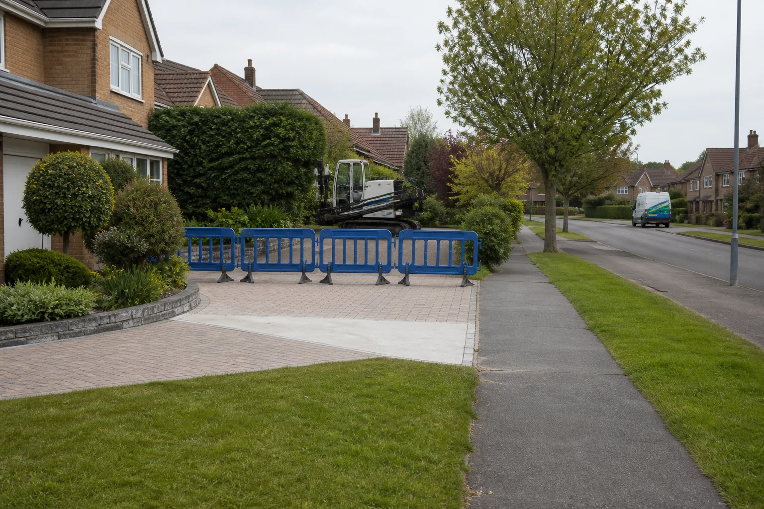 Tidy verge and driveway prepared for directional drilling after route planning